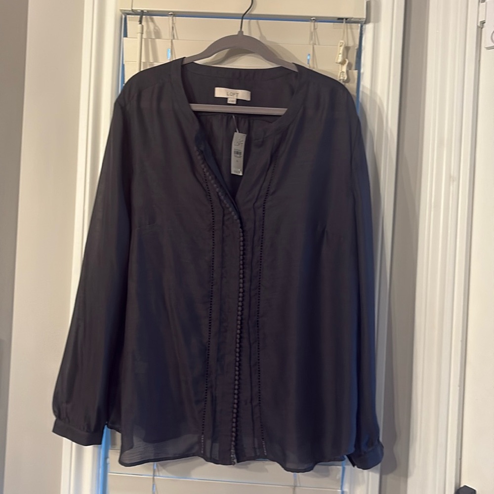 Ann Taylor Loft Charcoal Blouse Size XL